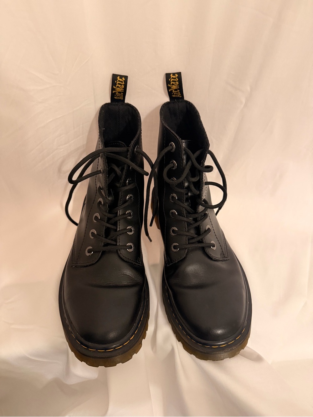 Dr. Martens Luana Black Leather 7-Eye Combat Boots - Women's US 9 / UK 7